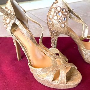 Sparkly gold high heels
